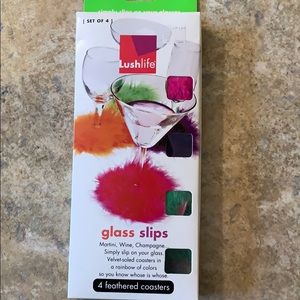 Feathered coaster glass slips. Set of 4